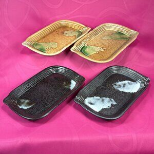 4 beautiful Japanese porcelain sushi plates